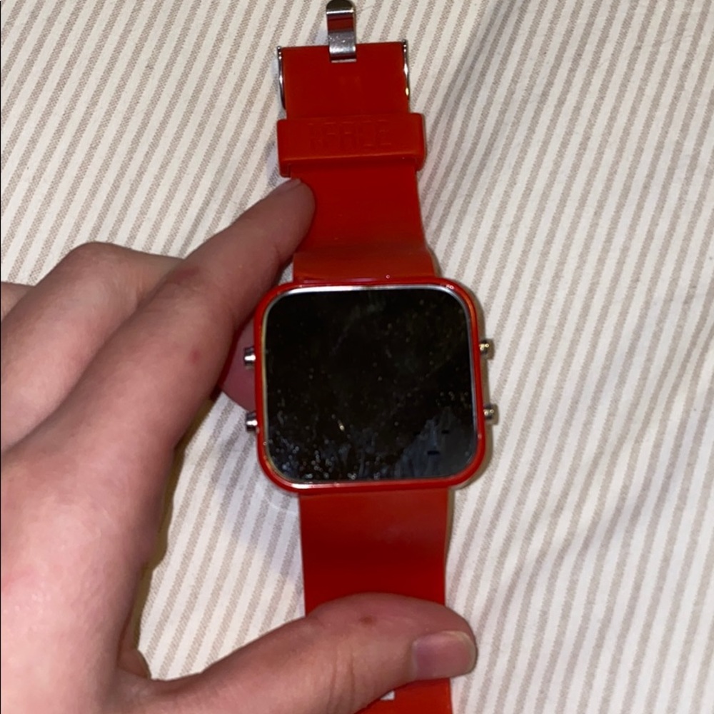 Red digital watch